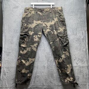 Jordan Craig Cargo Pants Mens 42x34 Green Camouflage Army Pockets Drawstring Hem